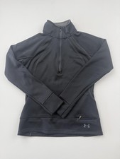 Under Armour Pullover Womens Small Black Fleece 1/4 Zip Mock Neck Running Top