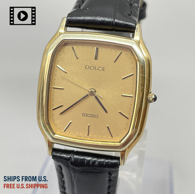 Seiko Dolce 5E31-5B30 [US Stock] Quartz Mens Watch Gold 28mm Vtg 1993 *N.MINT