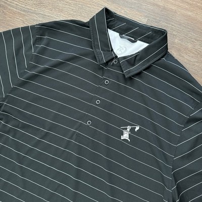 Zero Restriction Tour Series Black Striped Polo Shirt Men s Sz XL Course Logo