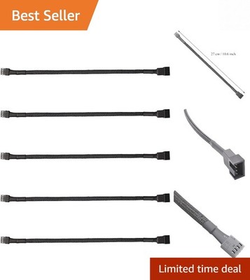 Durable 4-Pin PWM Fan Extension Cable Set - 10.6  Braided Design for Clean Setup