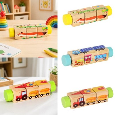 Drehspielzeug rotierendes Puzzle Block Erkennung für Jungen Mädchen Lernen Holz