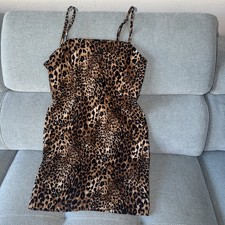 Forever 21 Animal Leopard Print Mini Dress Large Brown Strappy Sheath Going Out