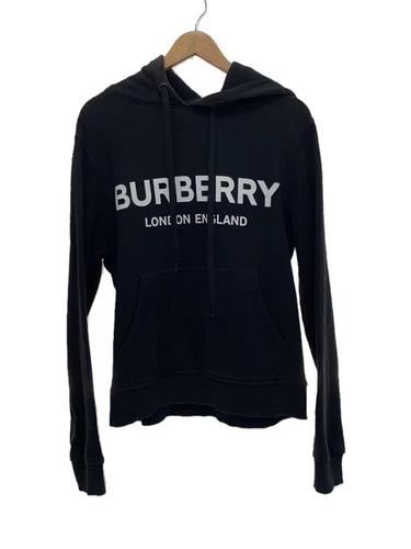 Felpa con cappuccio BURBERRY LONDON logo S cotone nero tinta unita 8011652 collo cambiato colore
