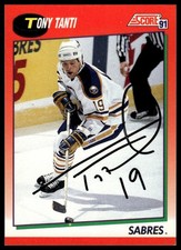 Tony Tanti 1991-92 Score #49 Buffalo Sabres Auto Autographed Signed NHL Card