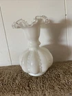Fenton Vintage Vase Silver Crest Doubled Crimped Beaded Melon Vase 6 -1/4"