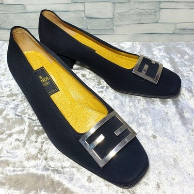 Fendi Pumps FF Zucca Metal Fittings Black Women's Size EU35/US5
