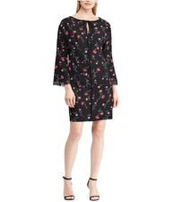 American Living Womens Floral Shift Dress, Black, 12