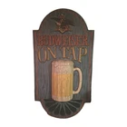 Vintage 1960s BUDWEISER On Tap Beer Advertising Wall Sign Faux Wood Rare