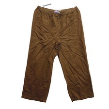 VINTAGE Hot Cotton Pants Womens Medium Brown Linen Blend Lagenlook