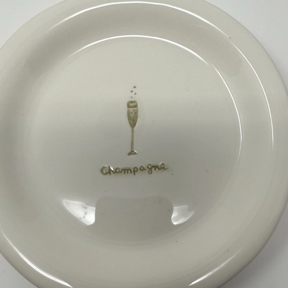 Platos de aperitivo Williams Sonoma/beige/estampados de copa de vino/6 Foto 4 de 4