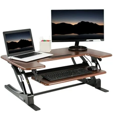 VIVO 36" Height Adjustable Stand Up Desk Converter V Series Quick Sit Walnut