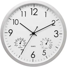 Decorative Round Outdoor Clock with Thermometer and Hygrometer Large Wall Clock 