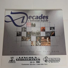 2000 Lincoln Savings Bank Decades Millennium Calendar 20th Century History