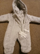 George Grey Faux Fur Snowsuit / Pram Suit Size first size up to 9lb. New 