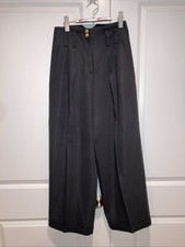 Mondi Poly/Wool Blend Wide Cuffed Pants Sz US 8 EU 38 Gray Black Vintage