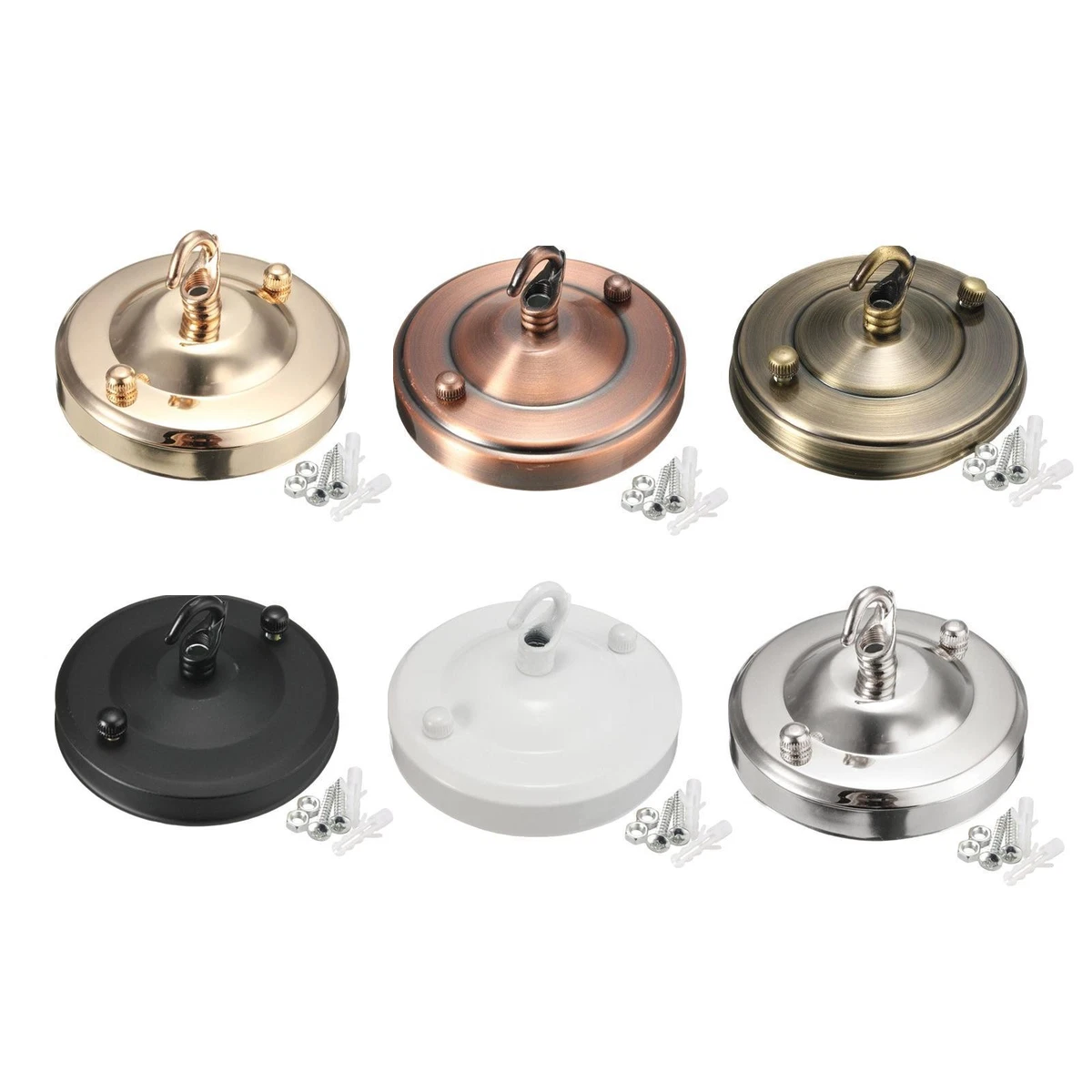 Gancio Da Soffitto Per Lampadari E Luci Sospese - Fissaggio Industriale In Acciaio Con Piastra - Nero, Bianco O Zincato - Portata Pesante Per Catene E Impianti - 2