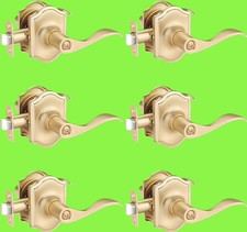 6 Pack Gold Interior Privacy Door Handles Satin Brass Keyless Privacy Door Locks