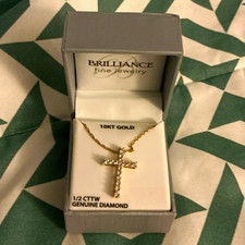 Brilliance Fine Jewelry 10K Yellow Gold 0.50 CTW Diamond Cross Cable Necklace