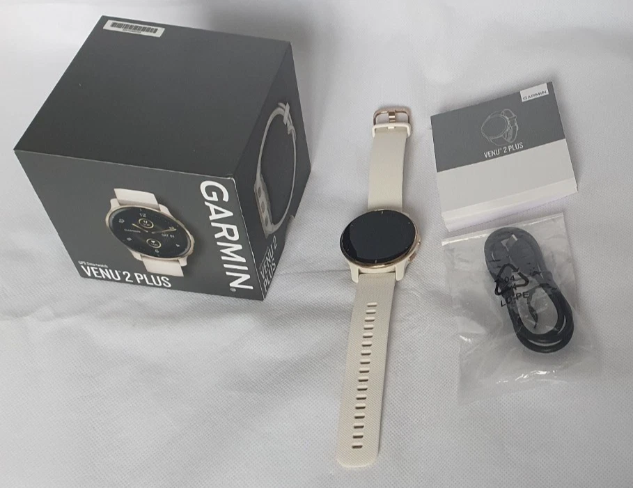 Garmin Venu® 2 Plus Cream Gold Stainless Steel Bezel With Ivory Case & Silicone - Image 3 of 4
