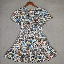 Maeve By Anthropologie Somerset Mini Dress Women's S White Multi Butterfly Print
