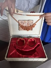 Chinese Vintage Jadeite Necklace & Bracelet Set Grade A w/Box "9" (L) MD737
