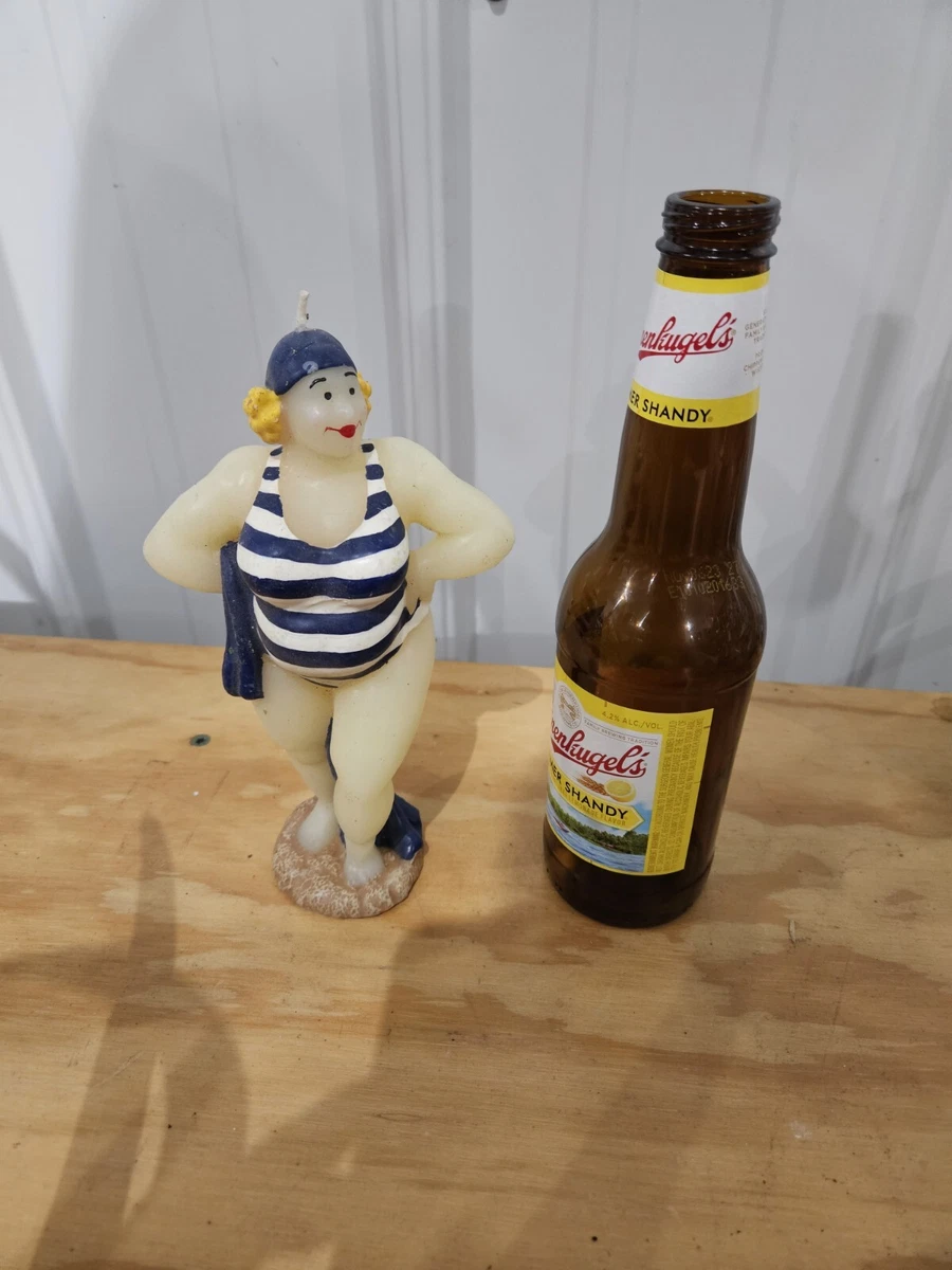 Boston Warehouse Bathing Beauty Candle Woman Striped Swimsuit Blue