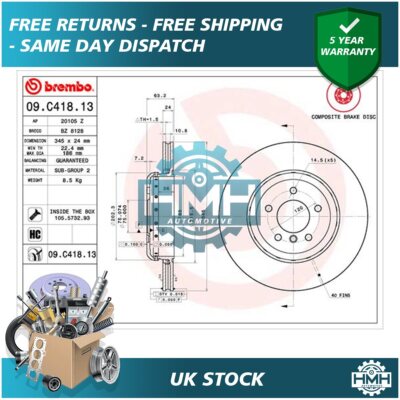 Fits BMW 5 Series 2002-2010 6 Series 2003-2010 HMH Rear Brake Disc 34216763827