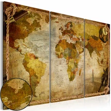 WORLD MAP Canvas Print Framed Wall Art Picture Image k-A-0009-b-e