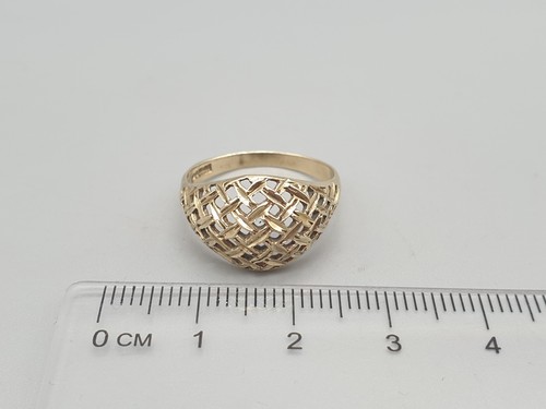 Vintage 9ct Yellow Gold Dome Ring 9K Sparkly Diamond Cut UK P Hallmark 1991 2.2g - 第 7/9 張圖片