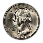 1954-D 25c Silver Washington Quarter - Frosty White - BU - SKU-Z5223
