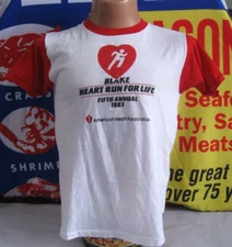 1983 BLAKE RUN American Heart vtg T Shirt Men's Lrg Raglan Running SCREEN STARS