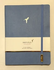 PAPYRUS Blue Ruled Gilded Notebook Journal 240 Ivory Lined Pages Elastic Band