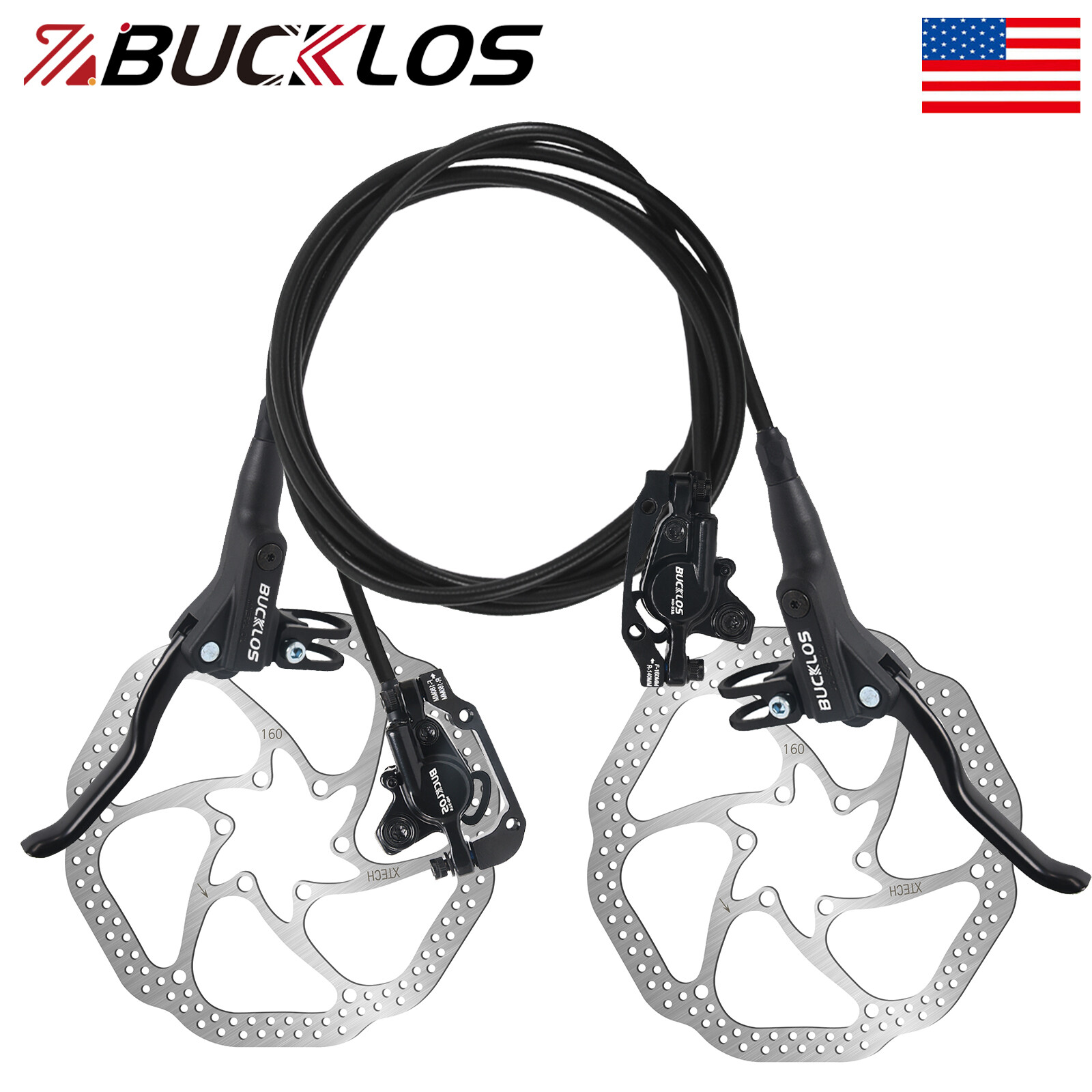 Hydraulic Disc Brake Set With 160mm Rotors 2 Piston Mtb Calipers