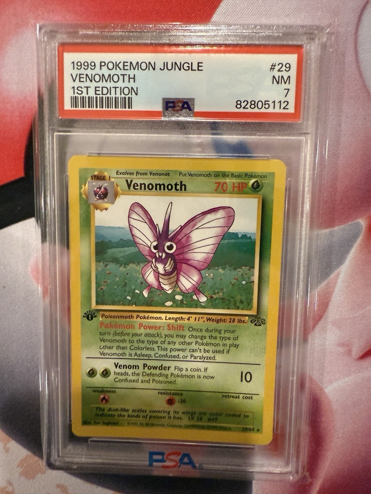 1999 Pokemon Jungle 29 Venomoth 1st Edition (PSA 7)
