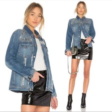 Frame Denim Le Studded Oversized Jean Jacket - Size S