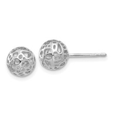 7.5mm 14K White Gold Medium Fancy Ball Stud Post Earrings