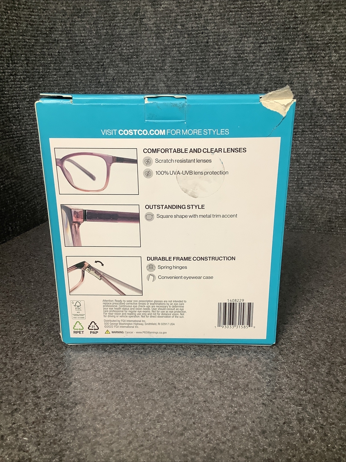 Design Optics Foster Grant Kiersey Plastic Reading Glasses 3 Pack +1.75