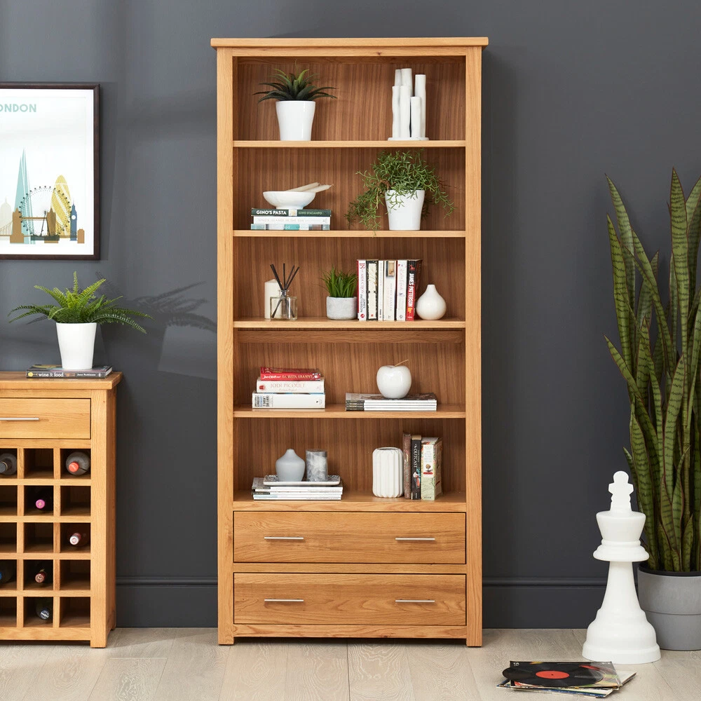 Oak bookshelf 2024 with drawers