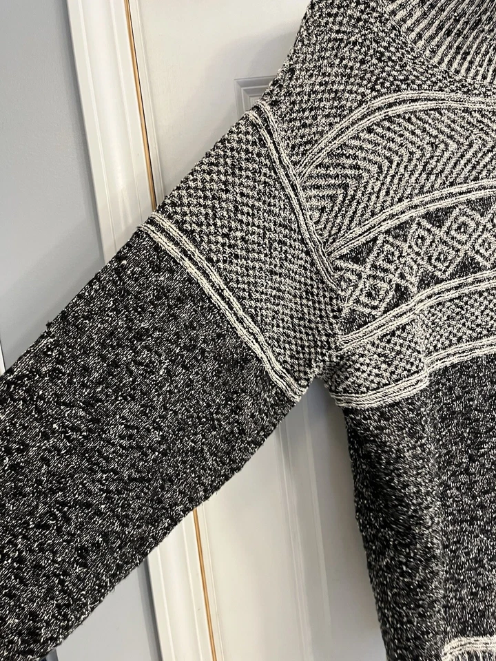 Suéter masculino vintage anos 90 Henry Grethel geométrico 3D grande pescoço falso professor - Imagem 2 de 4