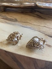 Vintage Large Distressed Gold Tone Hoop Clip Earrings