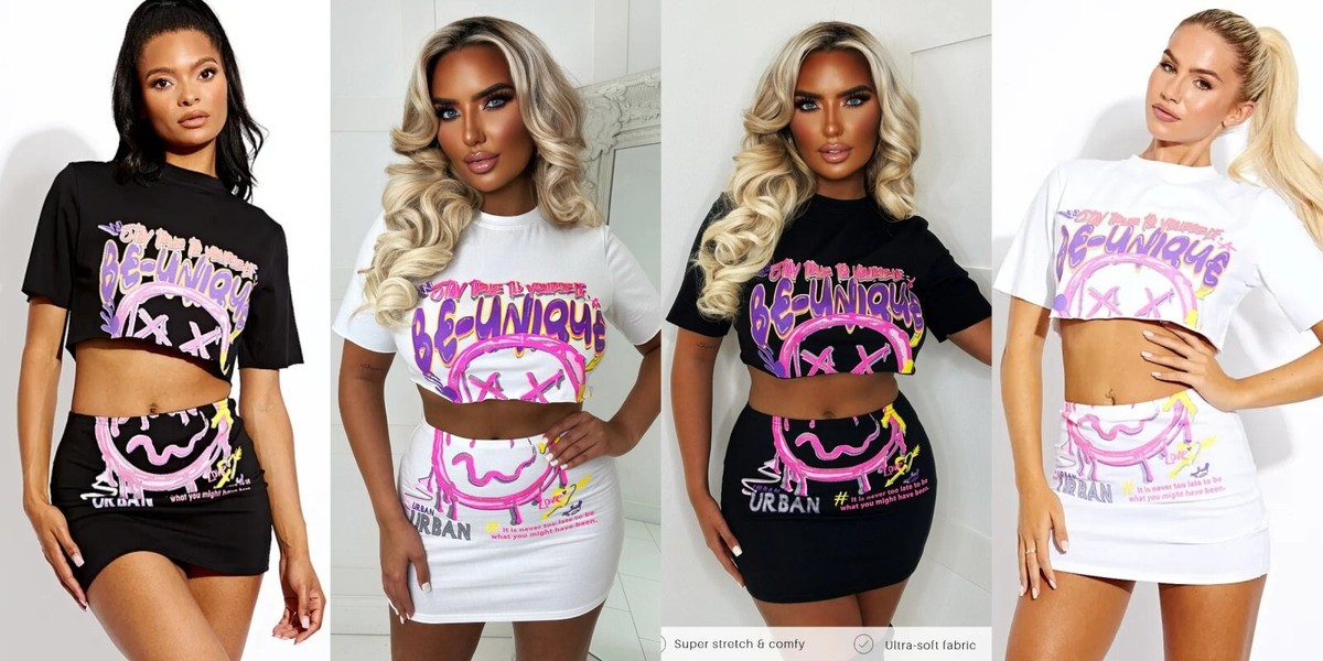 Womens Sexy Party Festival Crop Top Mini Skirt Two Piece Co Ord Set Dress  Outfit