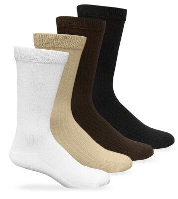 mens ribbed dress socks Soft Lam Ribbed Crew Socks, White / 7-10