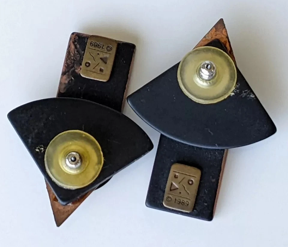 Pendientes Jill Schwartz 1989 vintage medios mixtos Foto 3 de 4