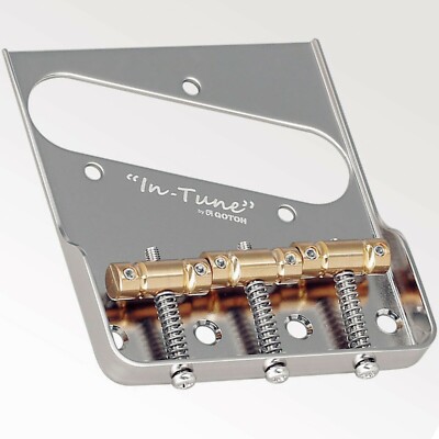 NEW Gotoh BS-TC1S Steel Tele Bridge, Cut Down Sides, Brass Saddles - CHROME