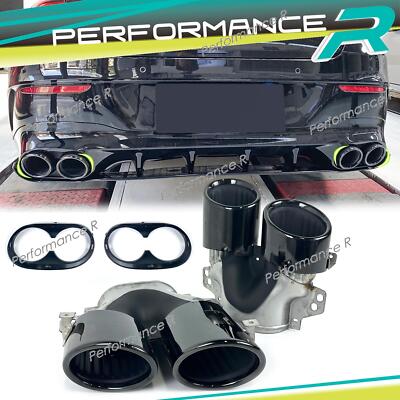 2x Auspuffblenden schwarz für Mercedes A-Klasse W177 A35 CLA 35 AMG 2018-2023