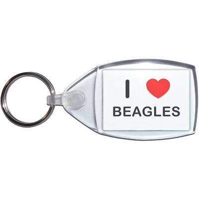 Beagles I Love Herz klar Kunststoff Schlüsselanhänger (S, M oder L)