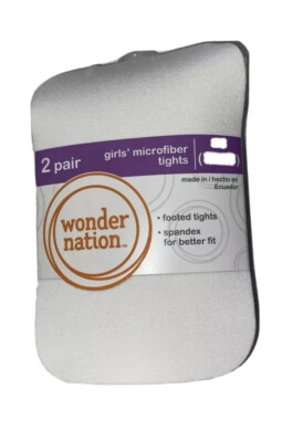  2 PAIR Microfiber Footed Tights By Wonder Nation Girls