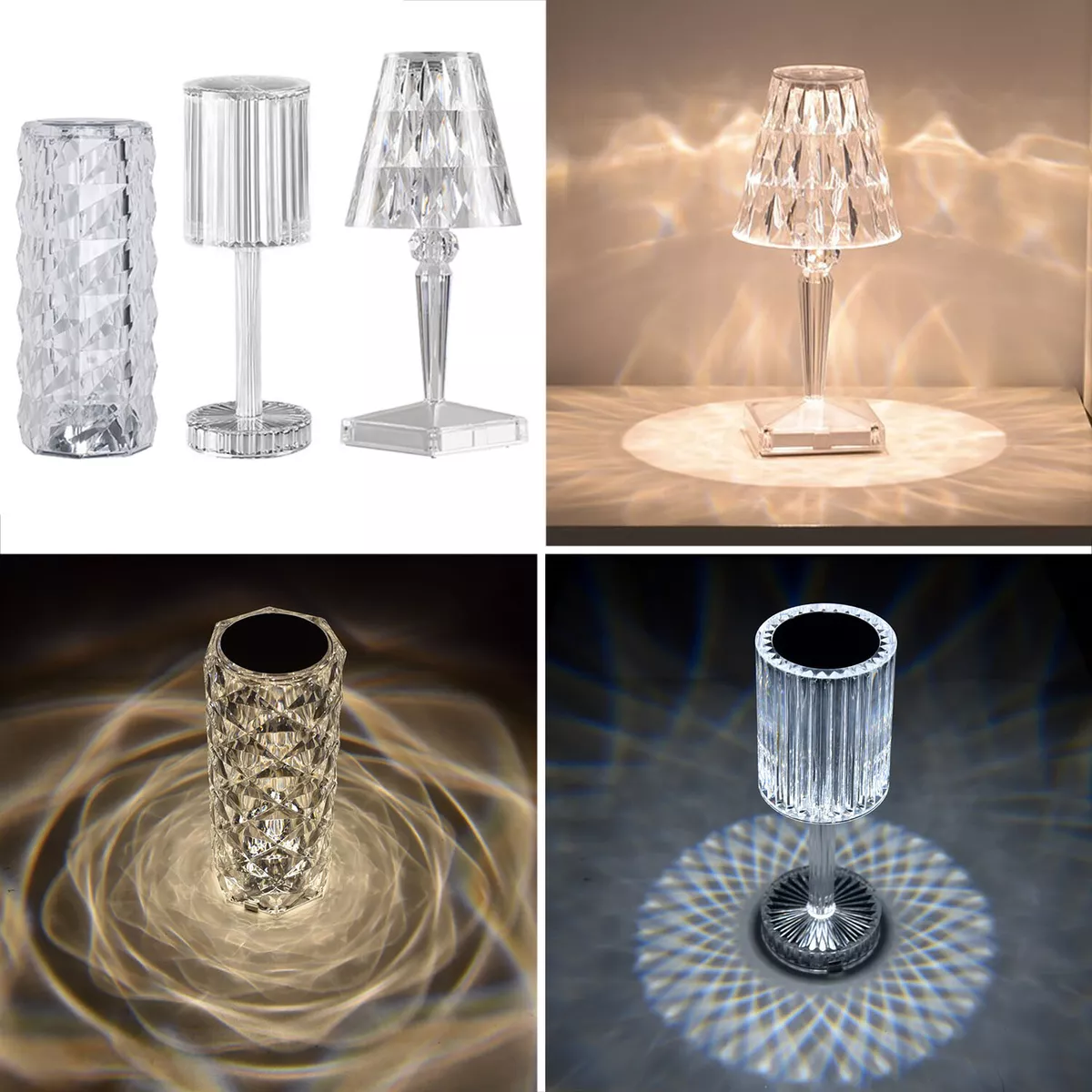 Colour Changing LED Ice Diamond Lamp Bedroom Night Light 3D Crystal Table Lamps
