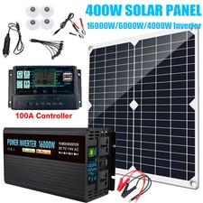 16000W Inverter Solar Panel Kit Solar Power Generator 100A Home 110V Grid System