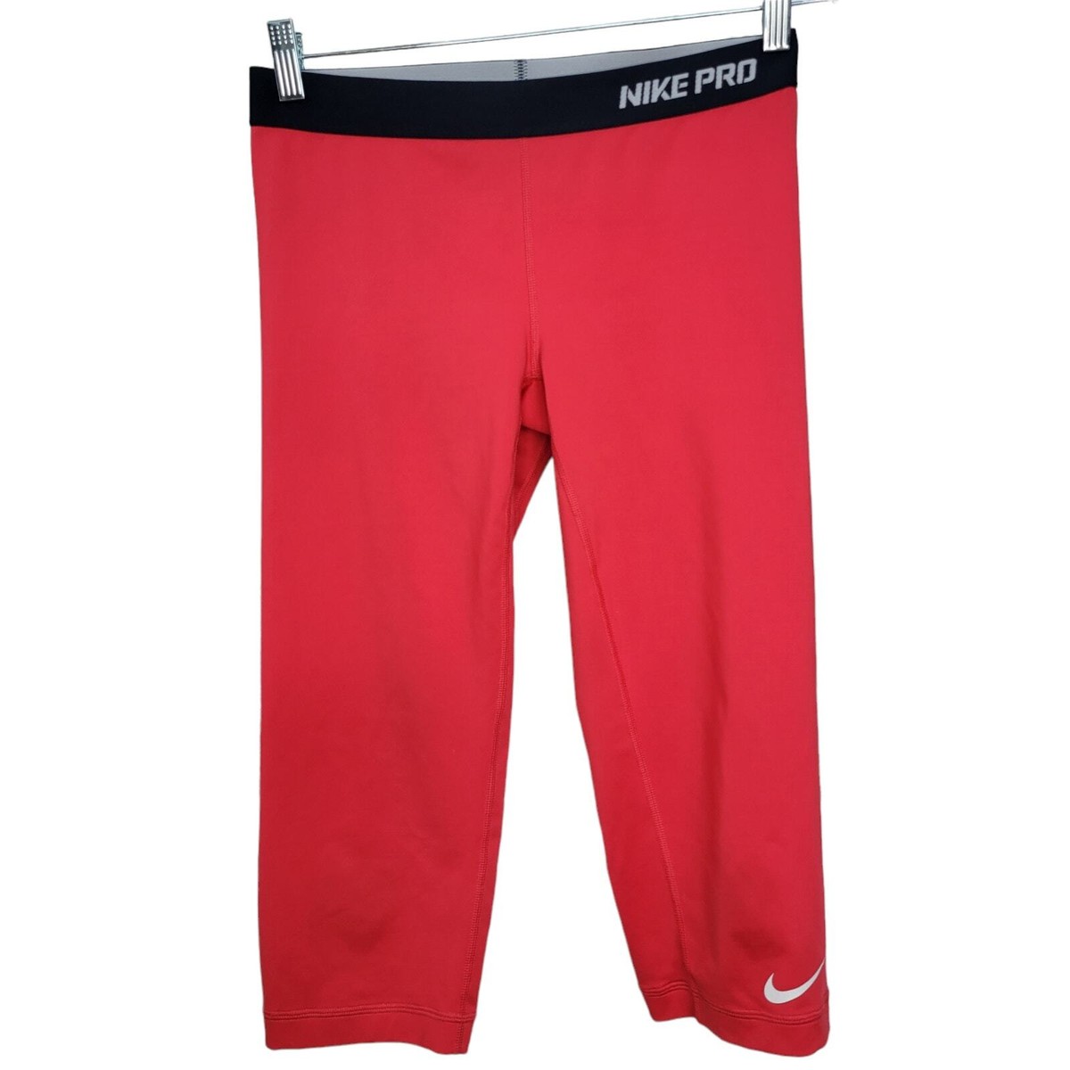 NIKE PRO Women DRI-FIT Capri Pink/Red Leggings Activewear Women's Sz M